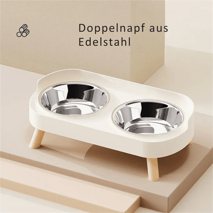 Edelstahl Doppelnapf – Farbiger Futter - & Wassernapf für Katzen & Hunde, rutschfest - fellfunk.de