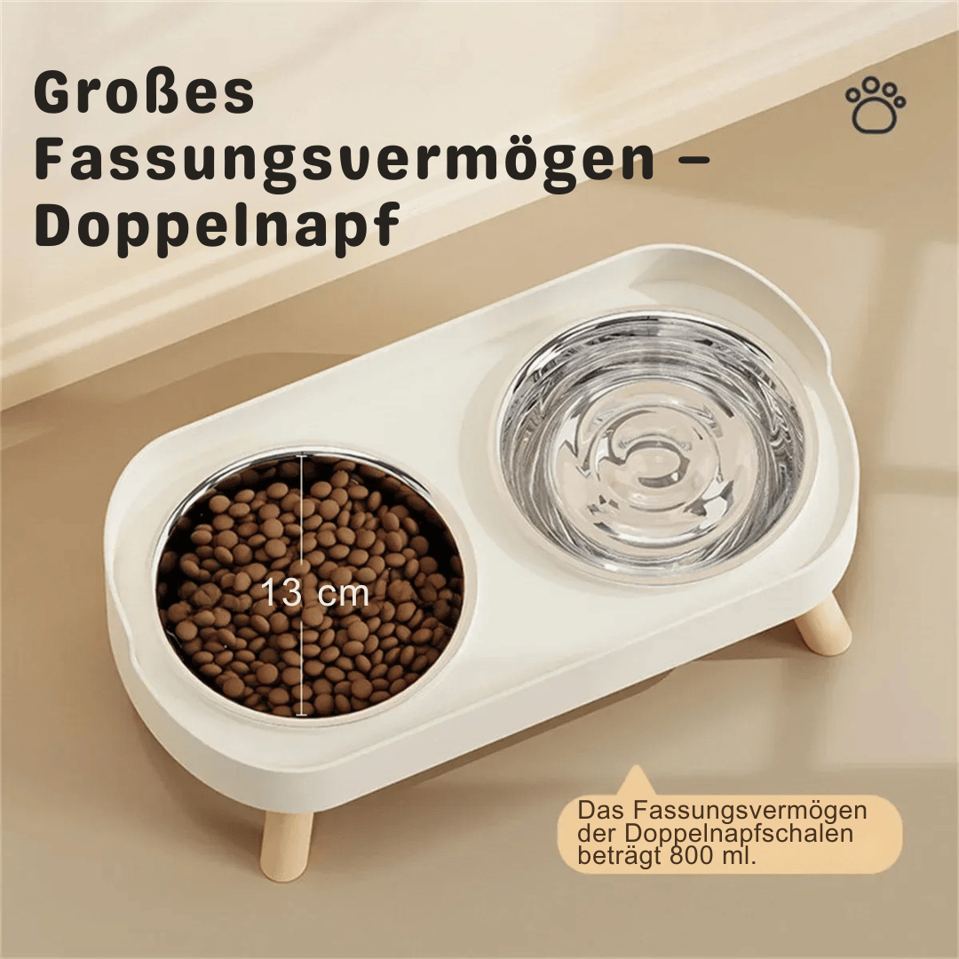 Edelstahl Doppelnapf – Farbiger Futter - & Wassernapf für Katzen & Hunde, rutschfest - fellfunk.de