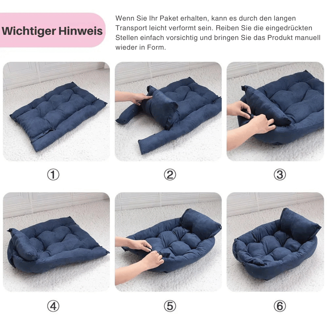 Weiches 3 - in - 1 Hundebett – Warme Schlafmatte & Sofa für Welpen & Katzen im Winter - fellfunk.de