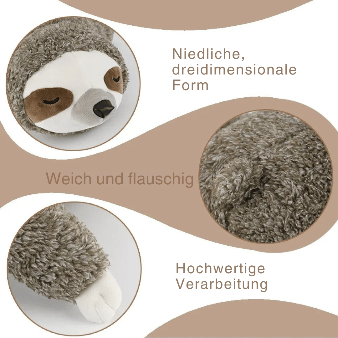 Welpenspielzeug mit Herzschlag – Beruhigendes Faultier Kuscheltier als Weihnachtsgeschenk - fellfunk.de