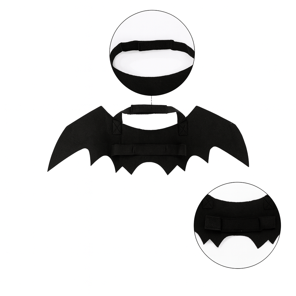 Fellfunk Fledermaus - Kostüm – Lustige Katzenflügel für Halloween & Weihnachten, leicht & bequem für Katzen & kleine Hunde - fellfunk.de