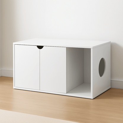 Katzenmöbel – Stabiles Holz - Katzenhaus 105×51×53 cm als Katzentoiletten - Schrank, diskret, robust & stilvolles Möbelstück - fellfunk.de