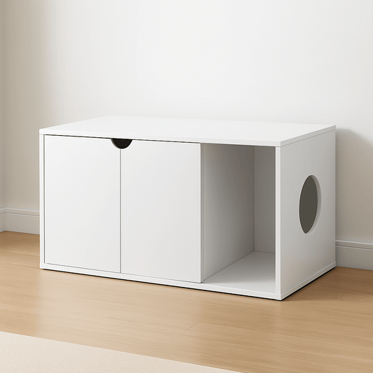 Katzenmöbel – Stabiles Holz - Katzenhaus 105×51×53 cm als Katzentoiletten - Schrank, diskret, robust & stilvolles Möbelstück - fellfunk.de