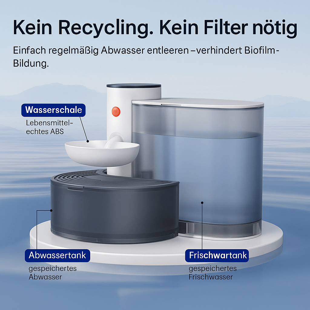 Kabelloser Trinkbrunnen – Wiederaufladbarer Katzenbrunnen mit großer Kapazität, leise & umweltfreundlich für frisches Wasser - fellfunk.de