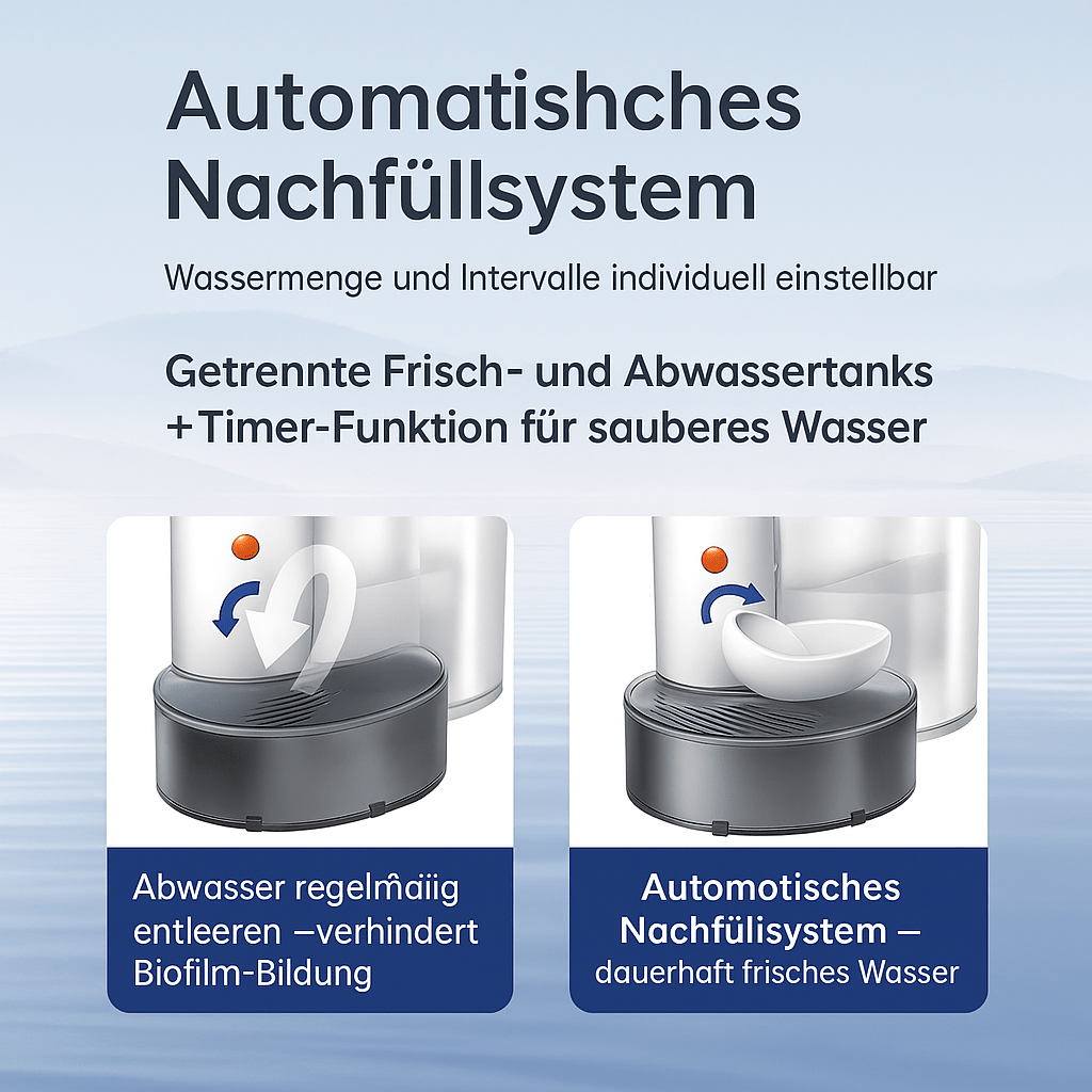 Kabelloser Trinkbrunnen – Wiederaufladbarer Katzenbrunnen mit großer Kapazität, leise & umweltfreundlich für frisches Wasser - fellfunk.de