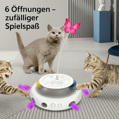 3 - in - 1 Katzenspielzeug – Elektronisches Set mit flatterndem Schmetterling, Feder & Spielball für interaktiven Spaß & Bewegung - fellfunk.de