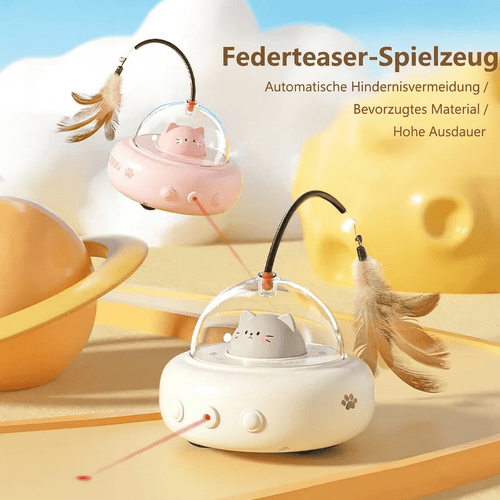 Feder - Teaser – Intelligentes Katzenspielzeug mit Feder & Glocke, elektrisch & austauschbar, ideal für Training & Bewegung - fellfunk.de