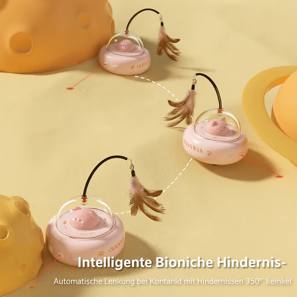 Feder - Teaser – Intelligentes Katzenspielzeug mit Feder & Glocke, elektrisch & austauschbar, ideal für Training & Bewegung - fellfunk.de