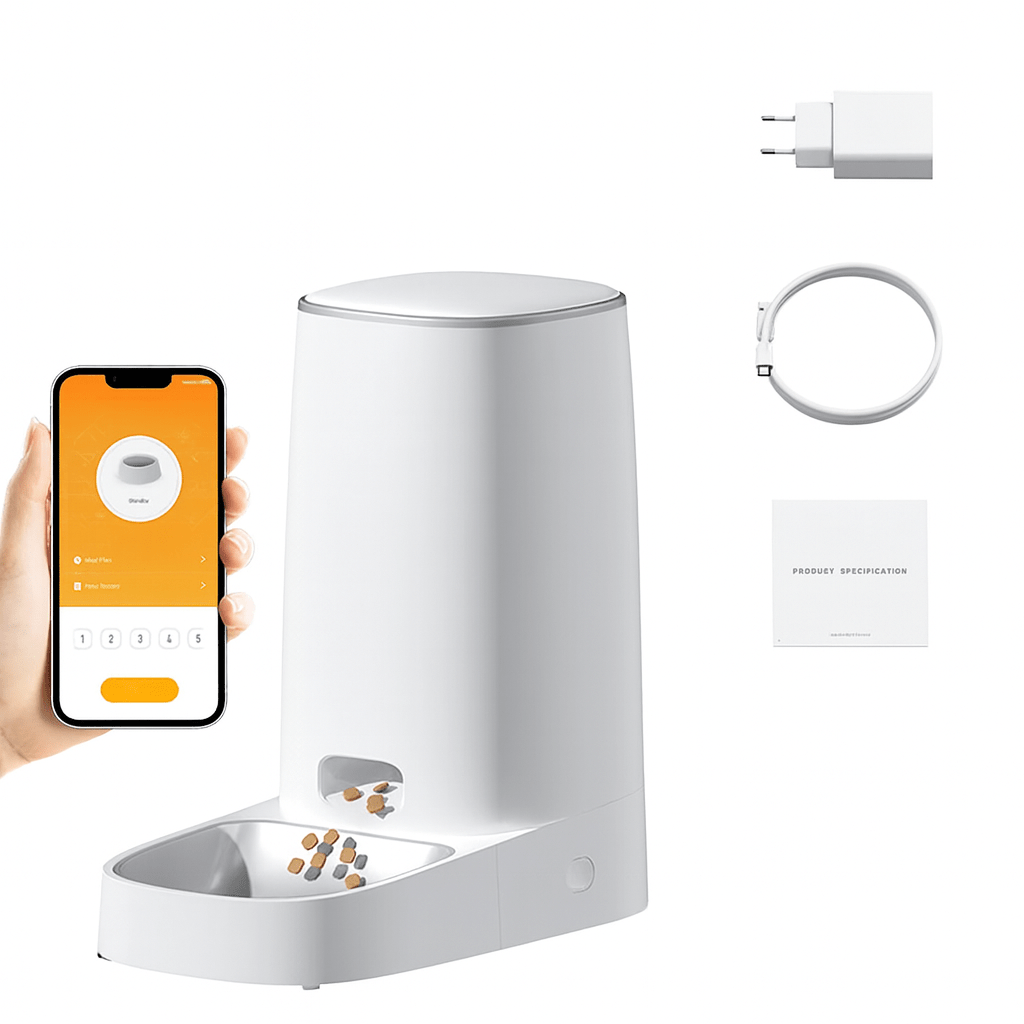 Smart Futterautomat – Automatischer WiFi - Futterspender mit App - Steuerung für Katzen & Hunde, Trockenfutter & flexible Fütterung - fellfunk.de