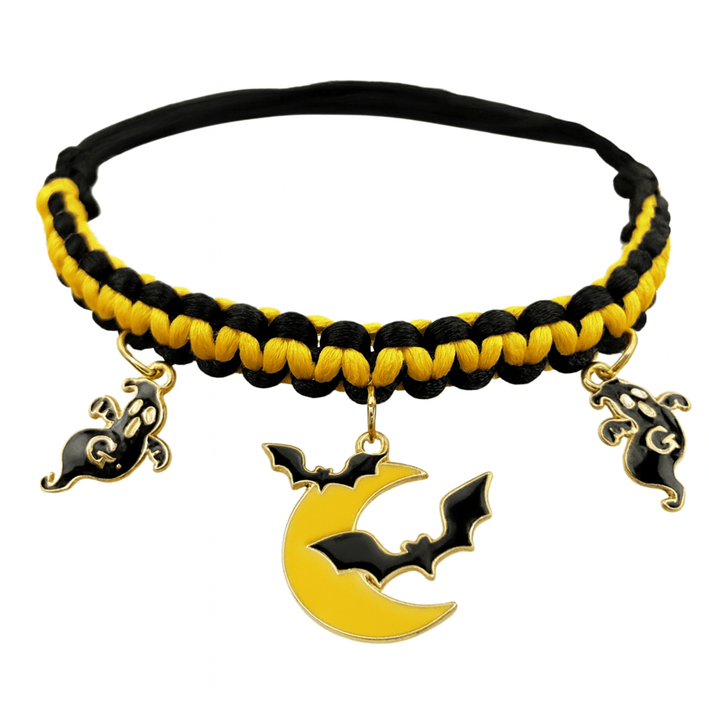 Halloween Halsband – Handgefertigtes Breakaway - Halsband für Katzen & kleine Hunde mit Kürbis - & Geisteranhänger, sicher & stylisch - fellfunk.de