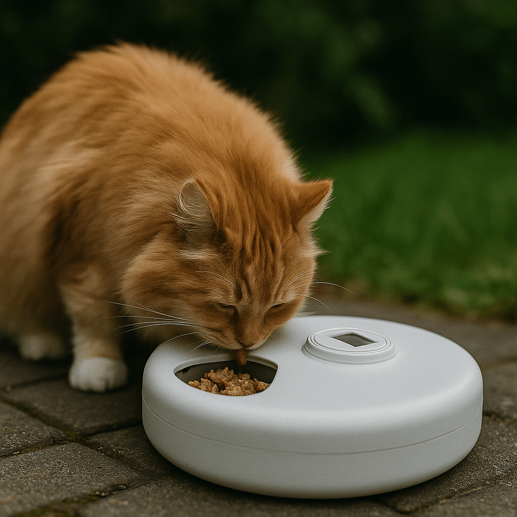 Smart Futterautomat – Kabelloser 6 - Mahlzeiten - Automat für Katzen & Hunde, für Nass - & Trockenfutter, planbare Fütterung & Portionen - fellfunk.de