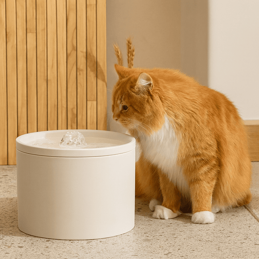 Keramik - Trinkbrunnen – Leiser Katzenbrunnen mit Filter & Umlaufpumpe für frisches Wasser - fellfunk.de