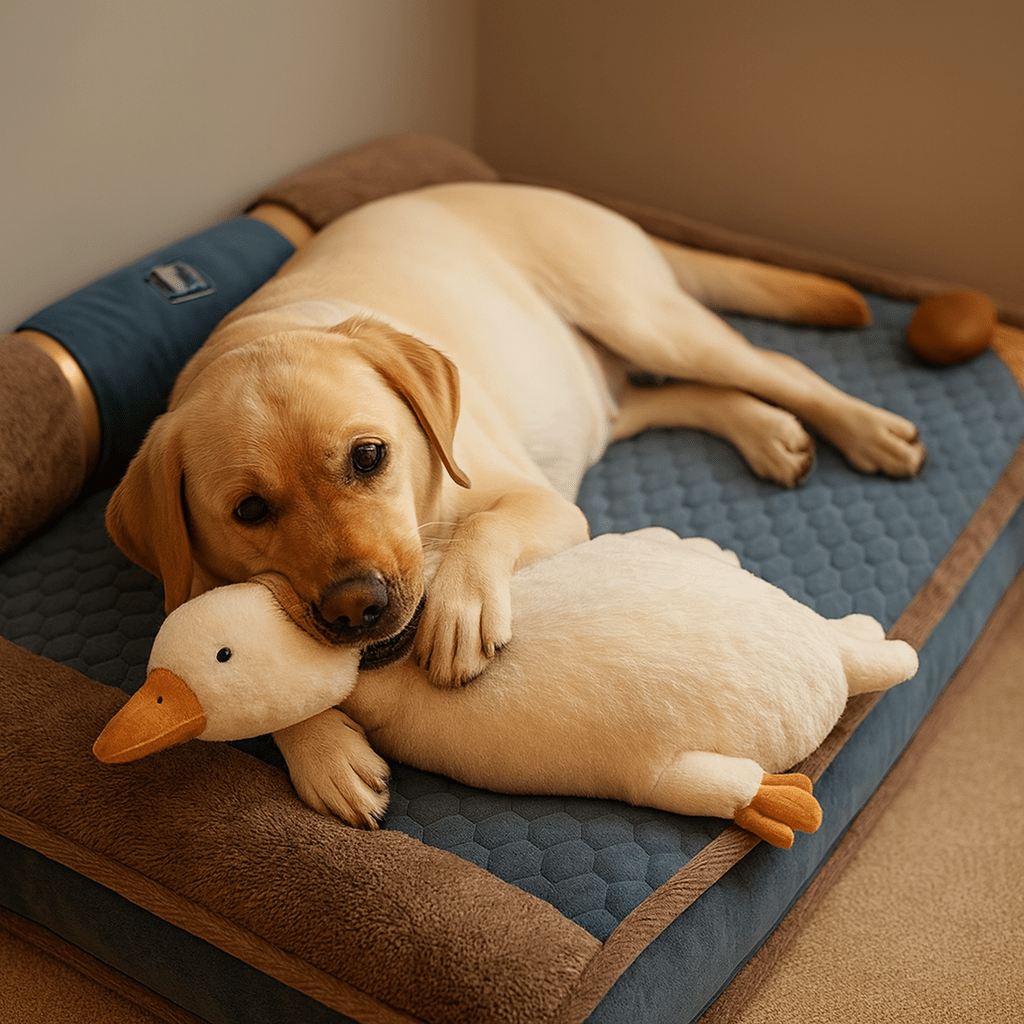 Plüsch Entenspielzeug für Hunde – Große weiße Ente zum Kauen & Spielen, realistisches Design - fellfunk.de