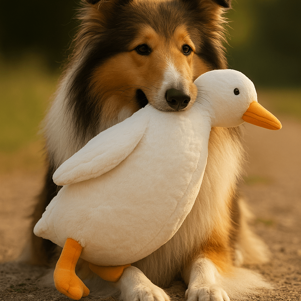 Plüsch Entenspielzeug für Hunde – Große weiße Ente zum Kauen & Spielen, realistisches Design - fellfunk.de
