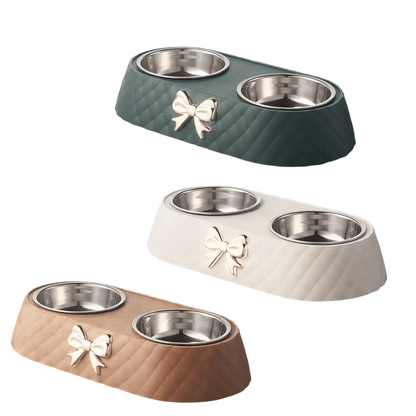 Fellfunk DuoBowl – Doppelnapf für Katzen & Hunde mit erhöhter Futterstation & rutschfestem Design für Wasser & Trockenfutter - fellfunk.de