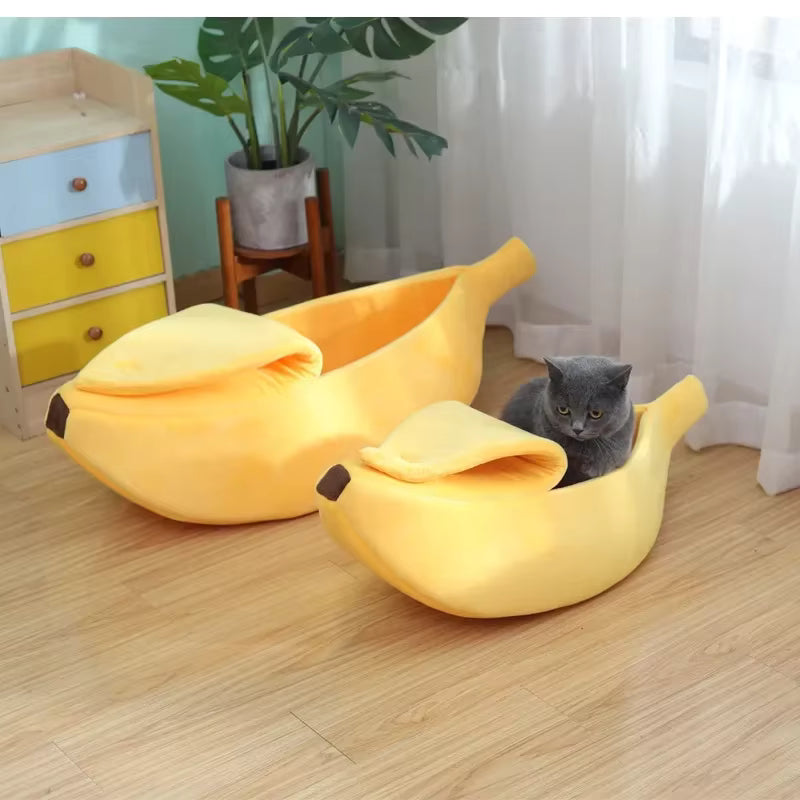 Fellfunk KuschelBanane – Bananenförmiges Haustierbett für Katze & Co.