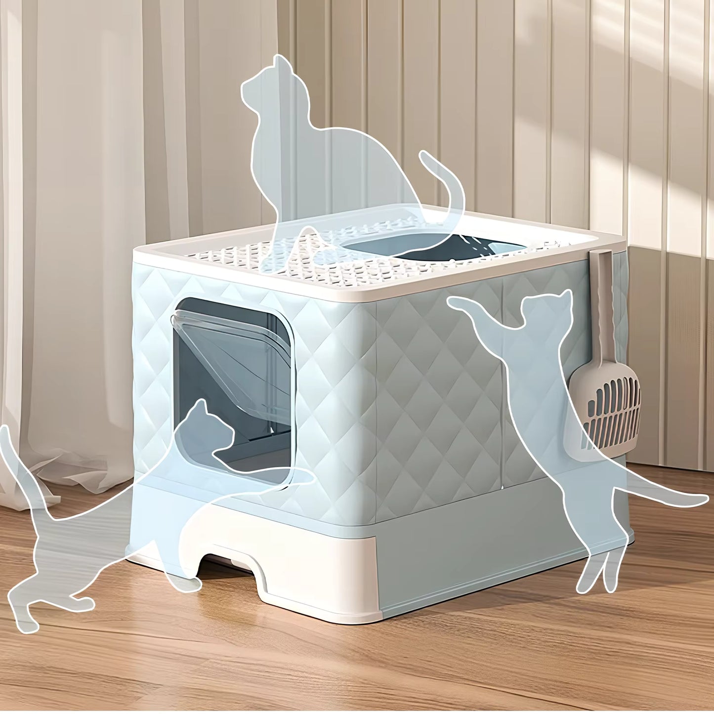 Fellfunk FoldBox XL - Die geruchsarme und platzsparende Katzentoilette für große Katzen