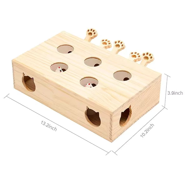 Fellfunk Holz-Spielbox: Interaktives Katzenspielzeug für täglichen Jagdspaß drinnen